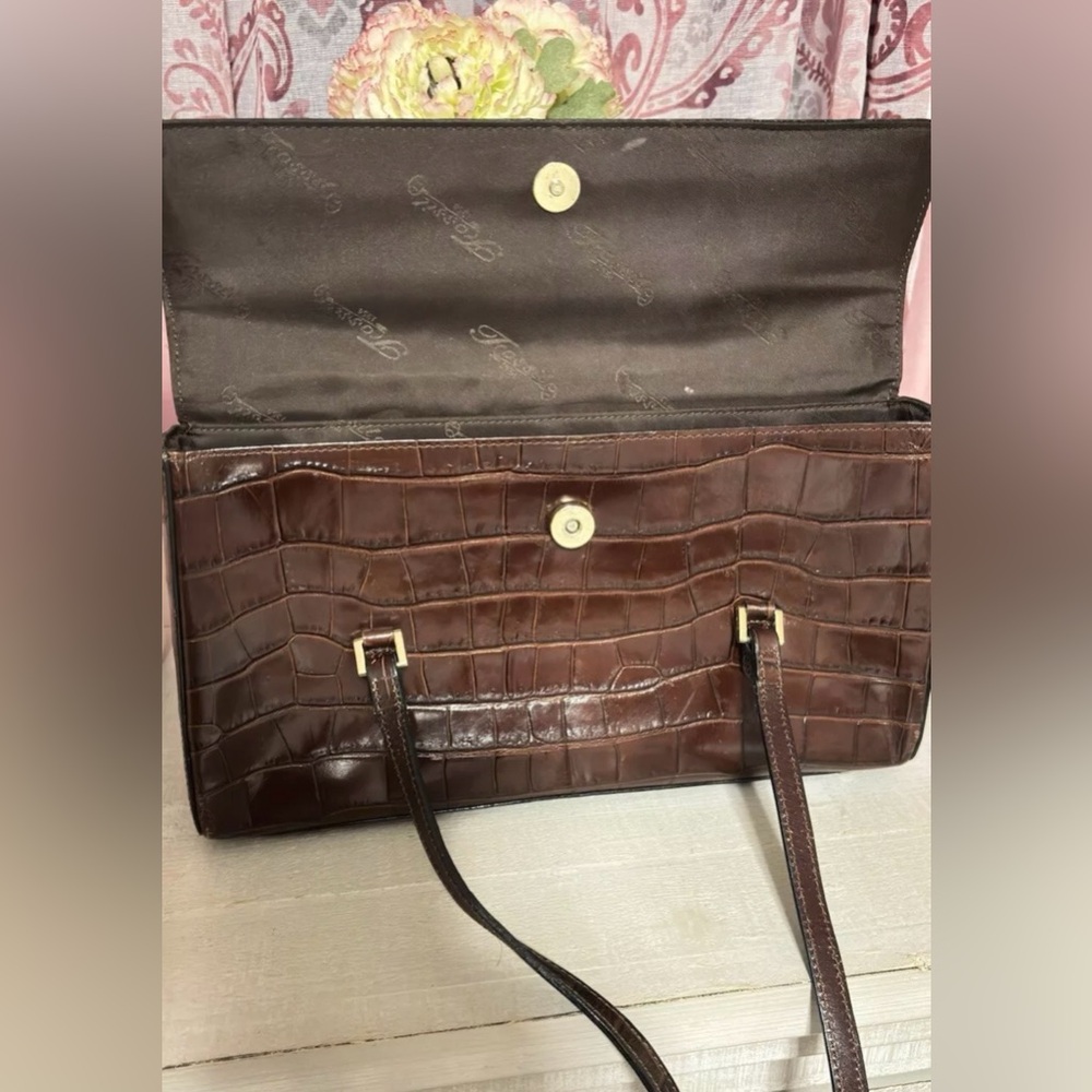 Vintage Fossil Croc Embossed Women's Leather Shoulder Bag Purse - Picture 6 of 6